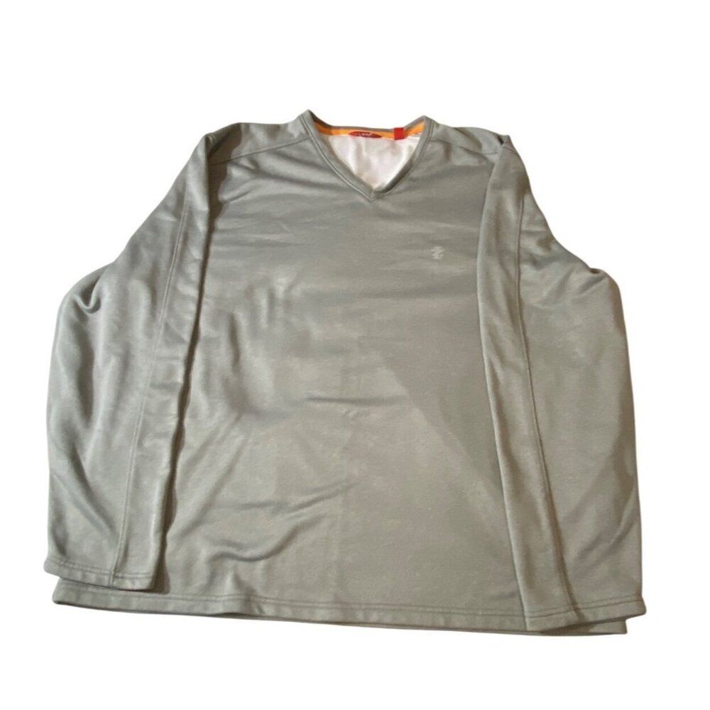 Izod Mens V-Neck Long Sleeve Pullover XXL Gray Polyester Blend Casual Shirt